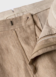 Men's Pleated Linen Trouser in Dune Melange