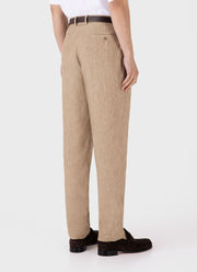 Men's Pleated Linen Trouser in Dune Melange