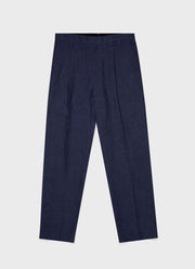 Men's Pleated Linen Trouser in Light Navy