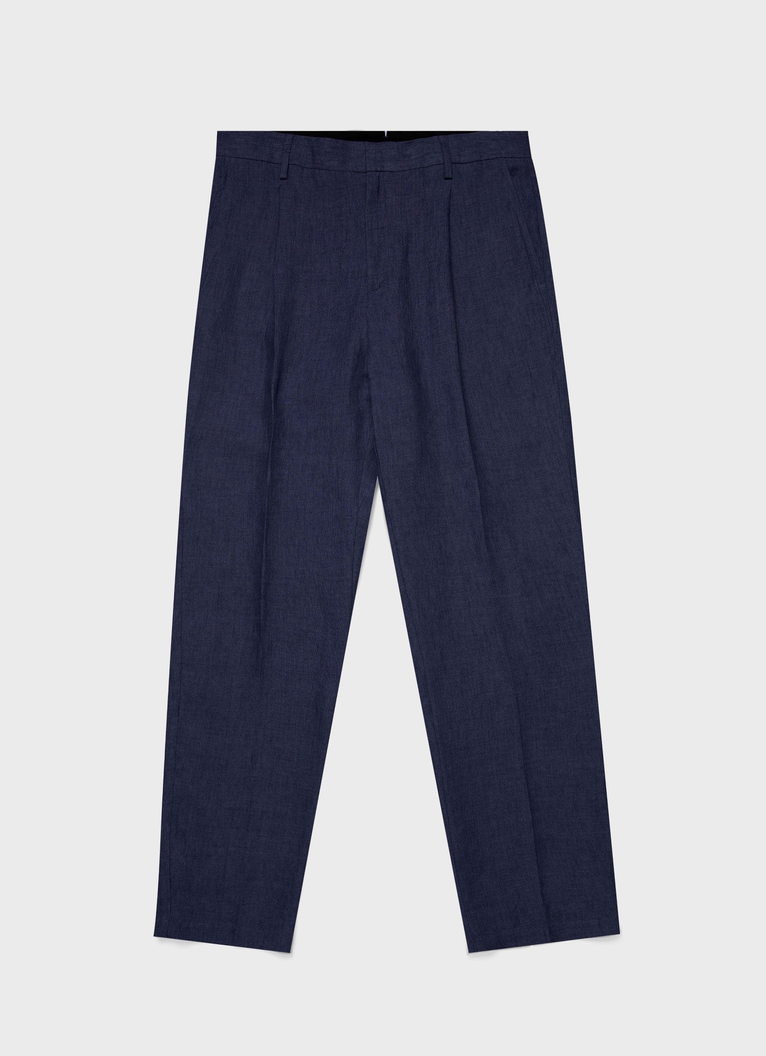Men's Pleated Linen Trouser in Light Navy