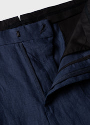 Men's Pleated Linen Trouser in Light Navy