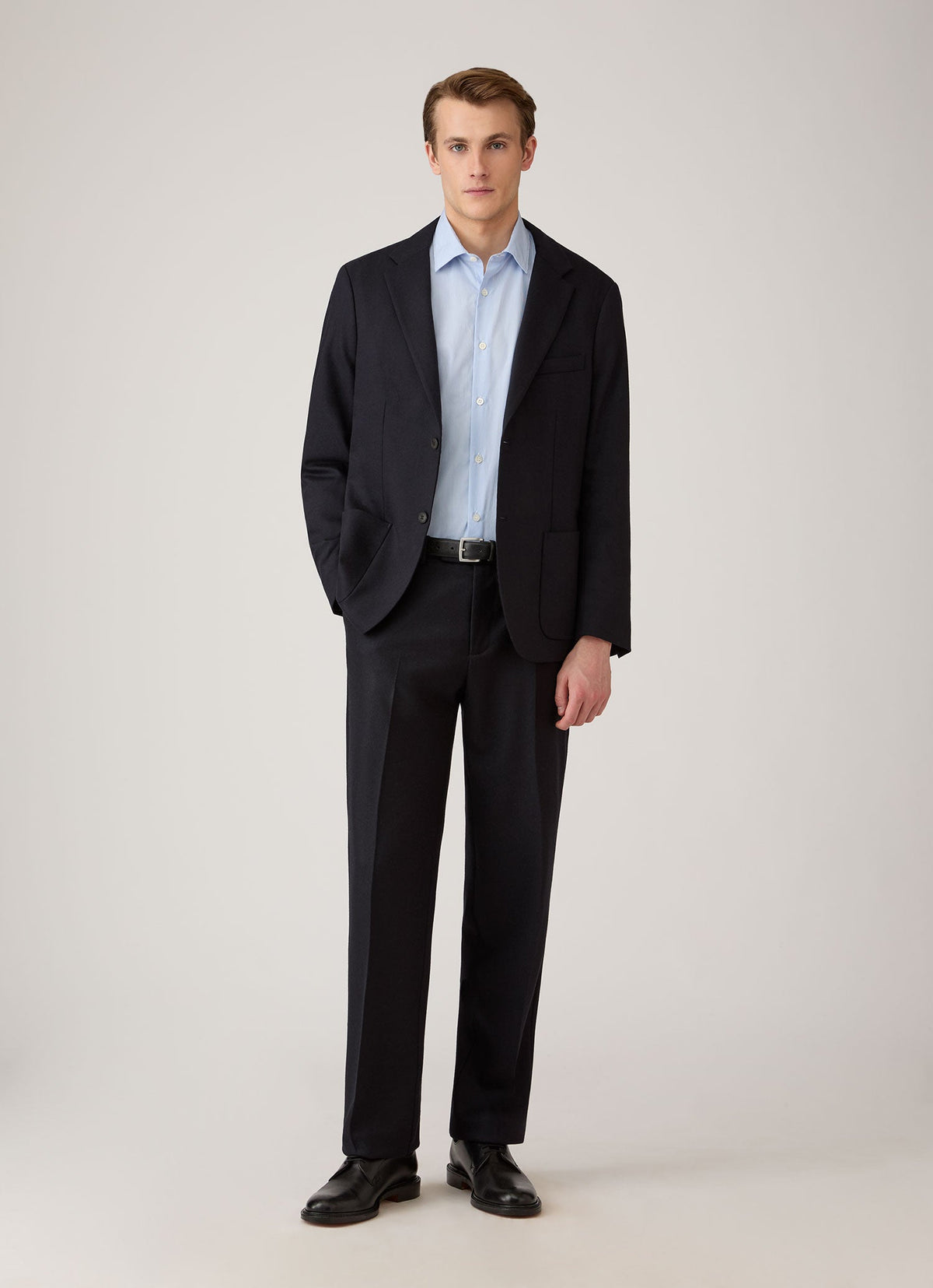 Men's Wool Cashmere Flannel Trouser in Navy
