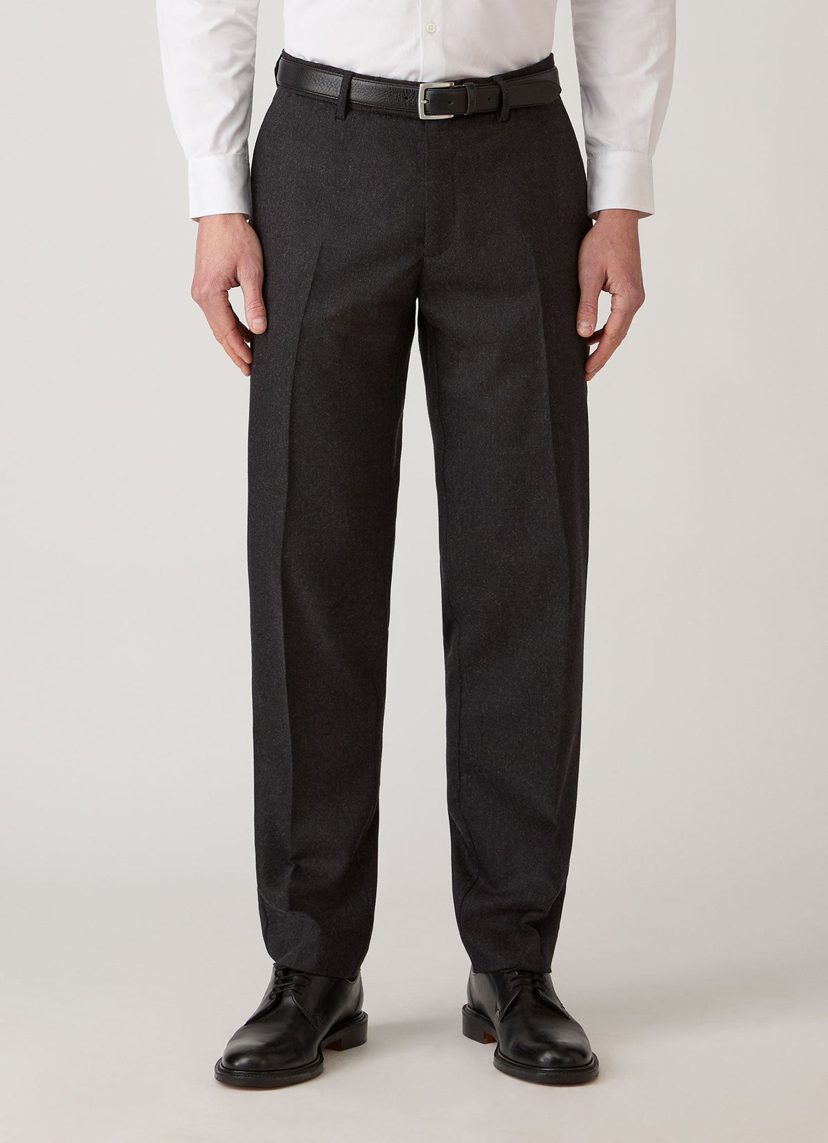 Men's Wool Cashmere Flannel Trouser in Charcoal Melange