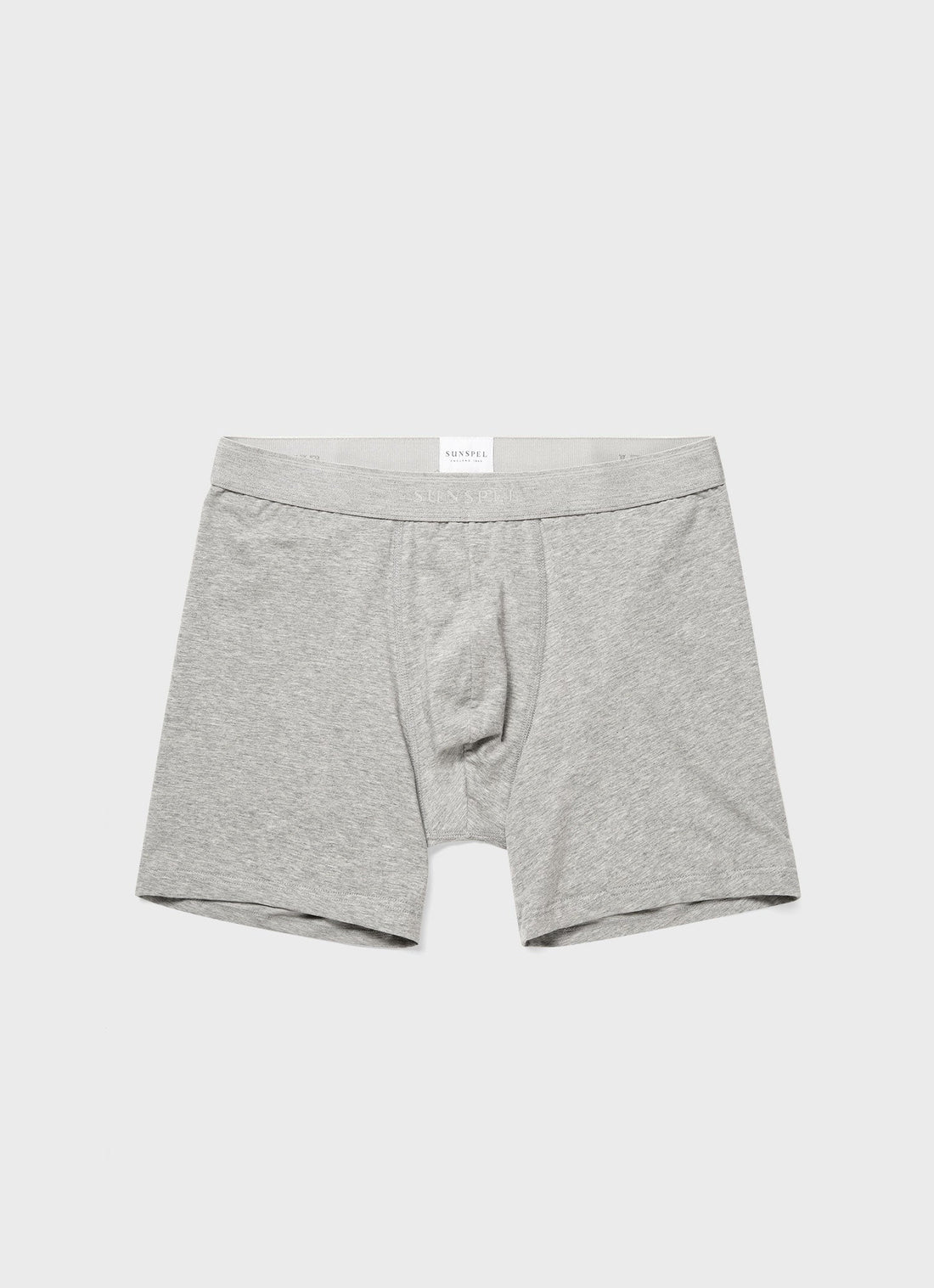 Men's Long Cut Stretch Cotton Trunks in Grey Melange