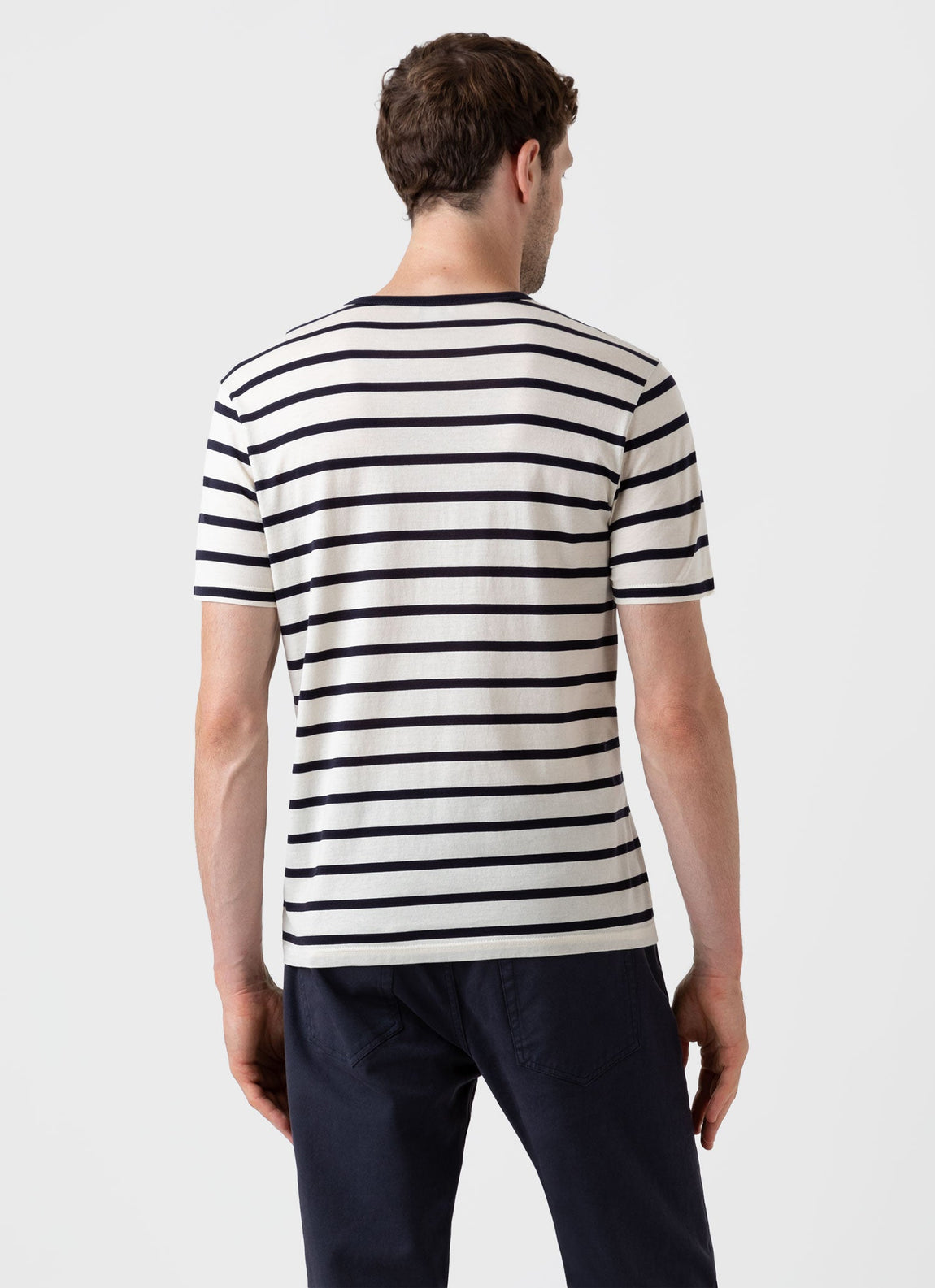 Men's Classic T-shirt in Ecru/Navy Breton Stripe