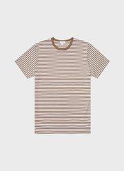 Men's Classic T-shirt in Dark Tan/White English Stripe