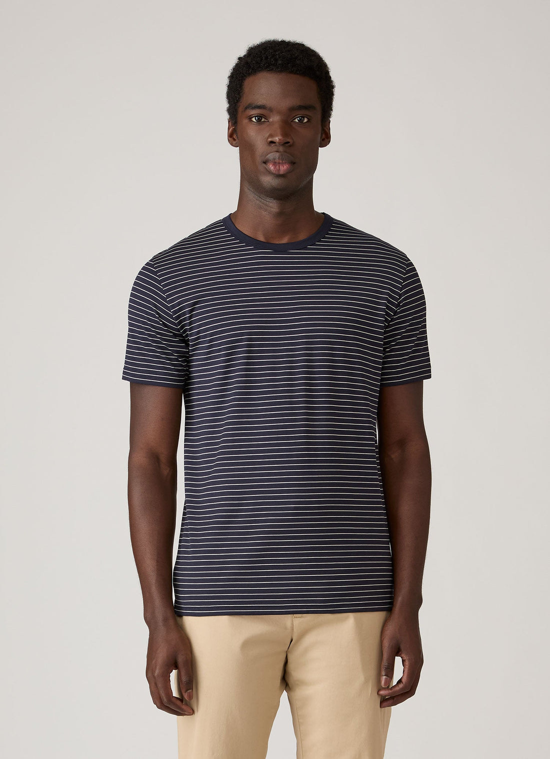 Men's Classic T-shirt in Navy/Ecru Pinstripe