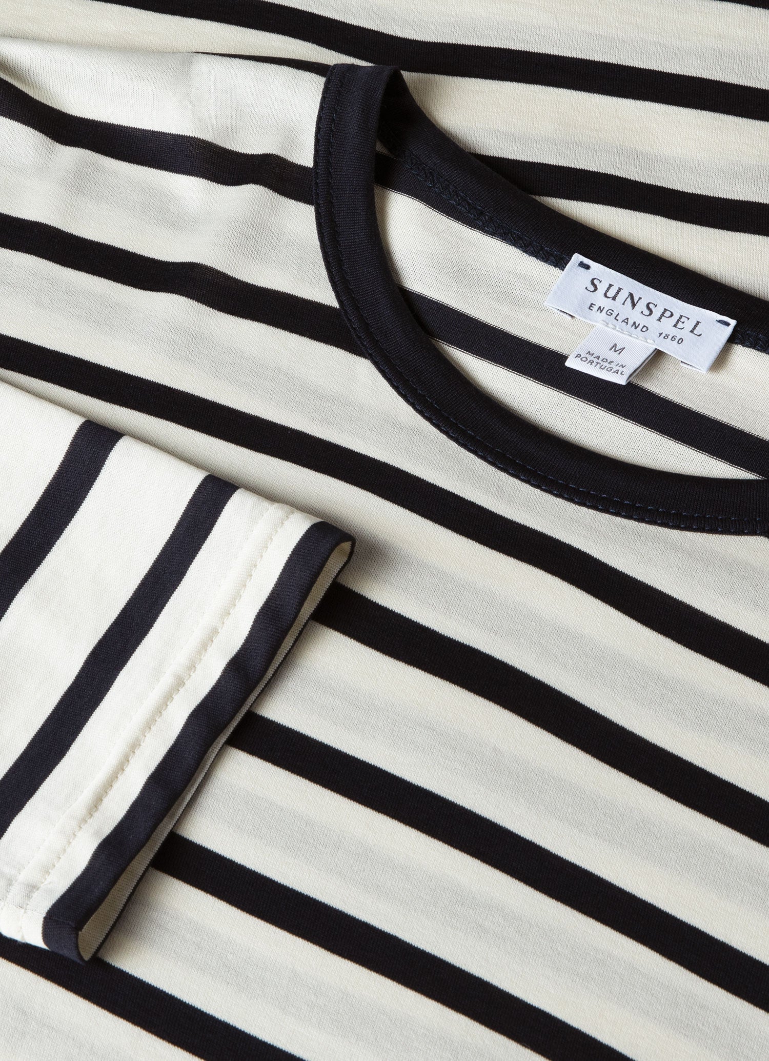 Men's Long Sleeve Classic T-shirt in Ecru/Navy Breton Stripe