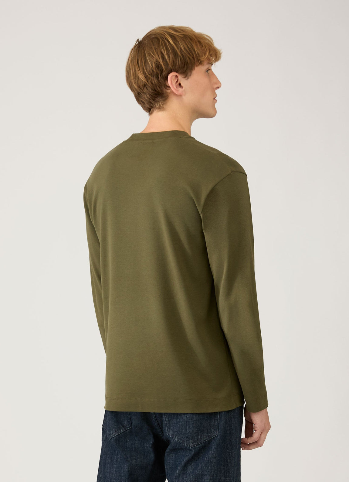 Men's Long Sleeve Heavyweight T-shirt in Deep Olive