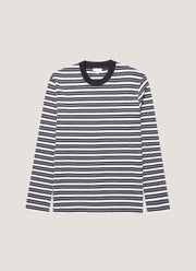 Men's Long Sleeve Heavyweight T-shirt in White/Navy