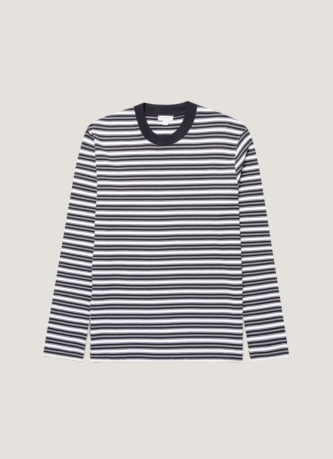 Men's Long Sleeve Heavyweight T-shirt in White/Navy
