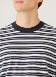 Men's Long Sleeve Heavyweight T-shirt in White/Navy