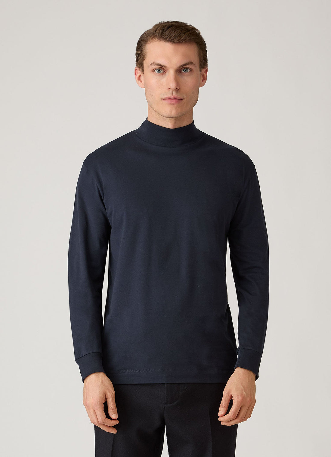 T-shirt à manches longues et col cheminée en coton brossé