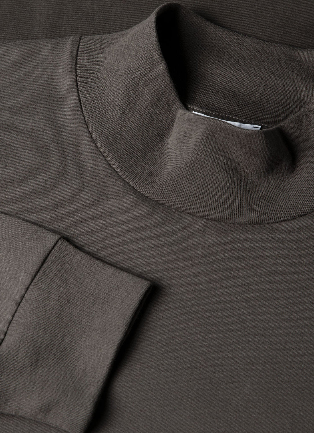 Long Sleeve Brushed Cotton Mock Neck T-shirt
