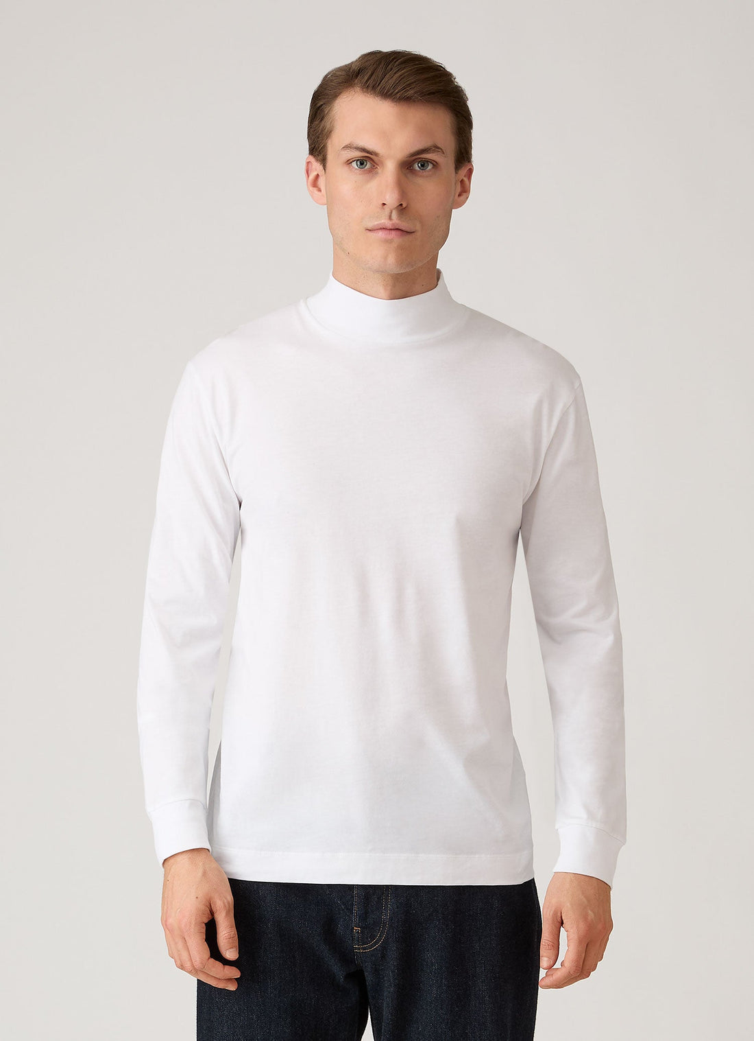 T-shirt à manches longues et col cheminée en coton brossé