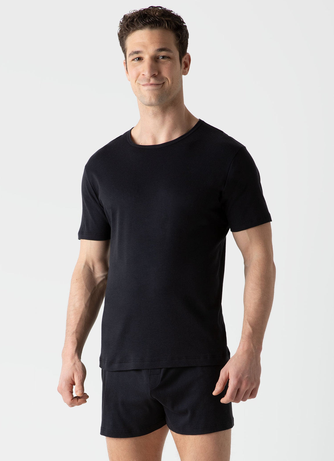 Men's Sea Island Cotton Underwear T-shirt in Black