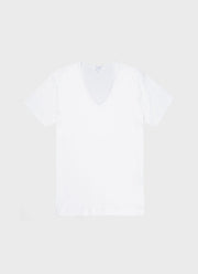 Men's Sea Island Cotton V-Neck Underwear T-shirt in White