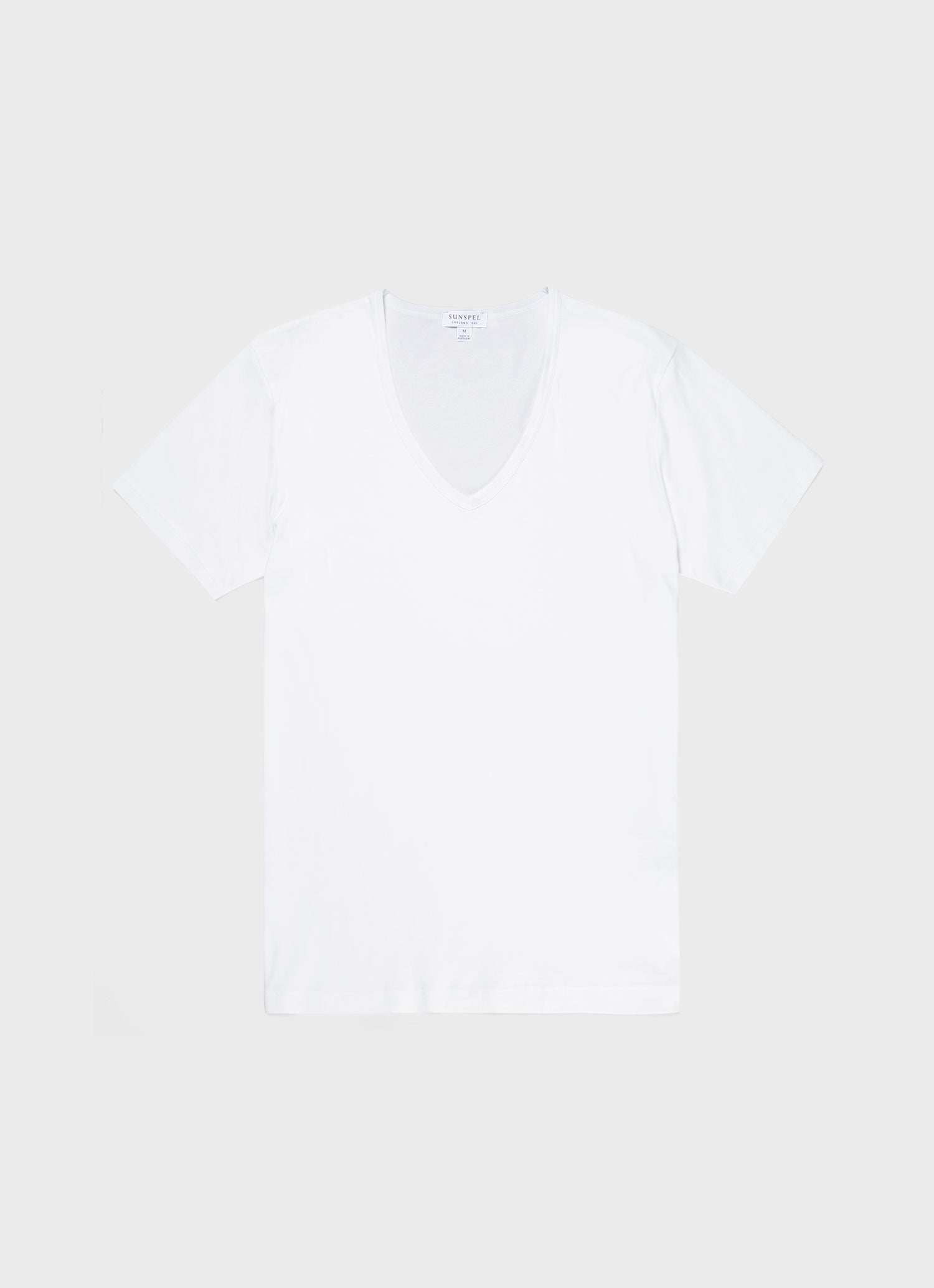 Men's Sea Island Cotton V-Neck Underwear T-shirt in White