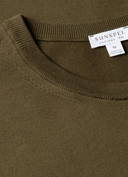 Men's Sea Island Cotton Knit T-shirt in Deep Olive