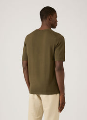 Men's Sea Island Cotton Knit T-shirt in Deep Olive