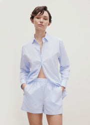 Women's Relaxed Poplin Boxer Short in Pastel Blue