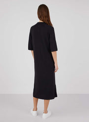 Women's Merino Silk Polo Dress in Black