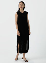 Women's Linen Mesh Dress in Black