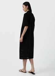Women's Lace Mesh Polo Dress in Black
