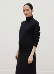 Women's Lambswool Funnel Neck Jumper in Black