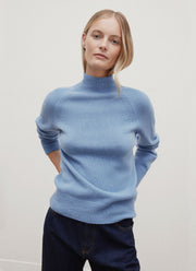 Women's Lambswool Funnel Neck Jumper in Studio Blue