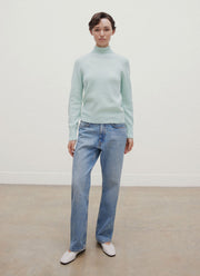 Women's Lambswool Funnel Neck Jumper in Light Green