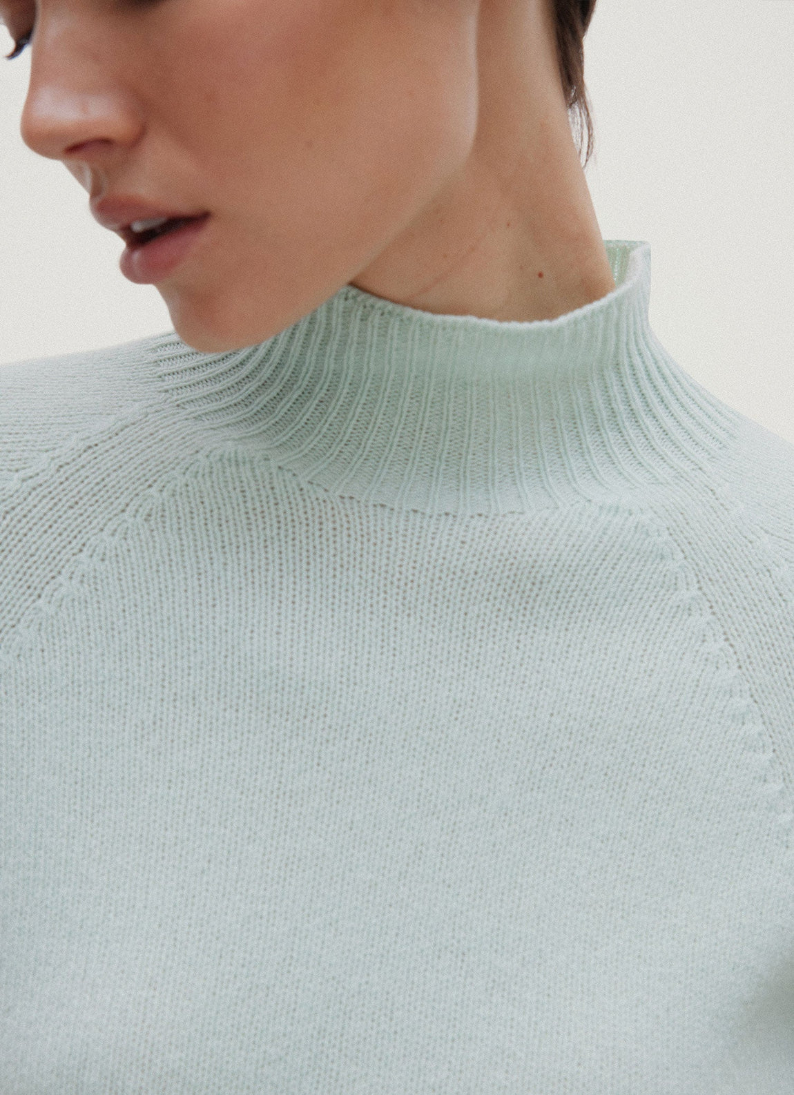 Women's Lambswool Funnel Neck Jumper in Light Green