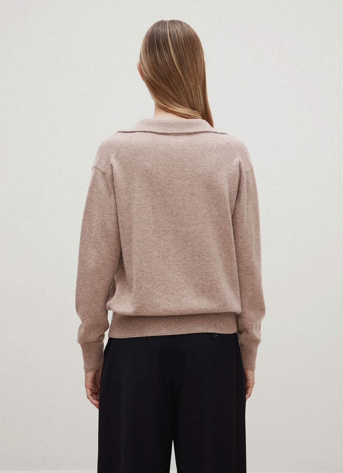 Women's Cashmere Polo Shirt in Mink