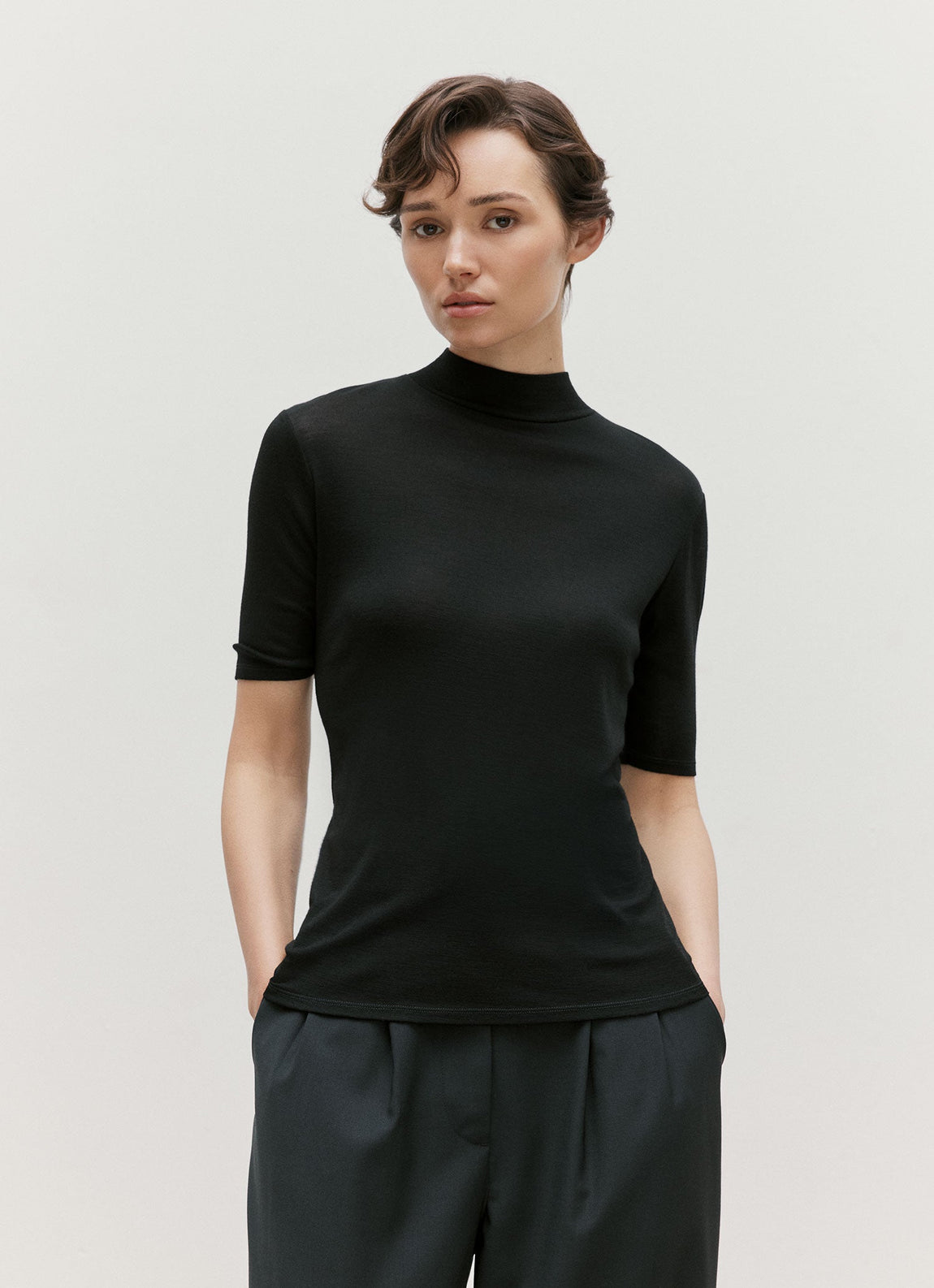 Women's Mock Neck Top in Black