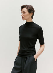 Women's Mock Neck Top in Black