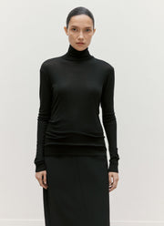 Women's Long Sleeve Funnel Neck Top in Black
