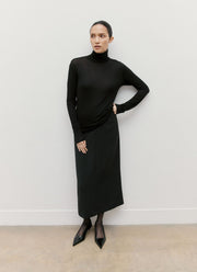 Women's Long Sleeve Funnel Neck Top in Black