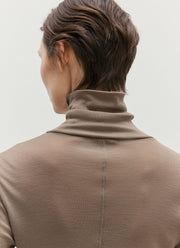Women's Long Sleeve Funnel Neck Top in Dark Cedar