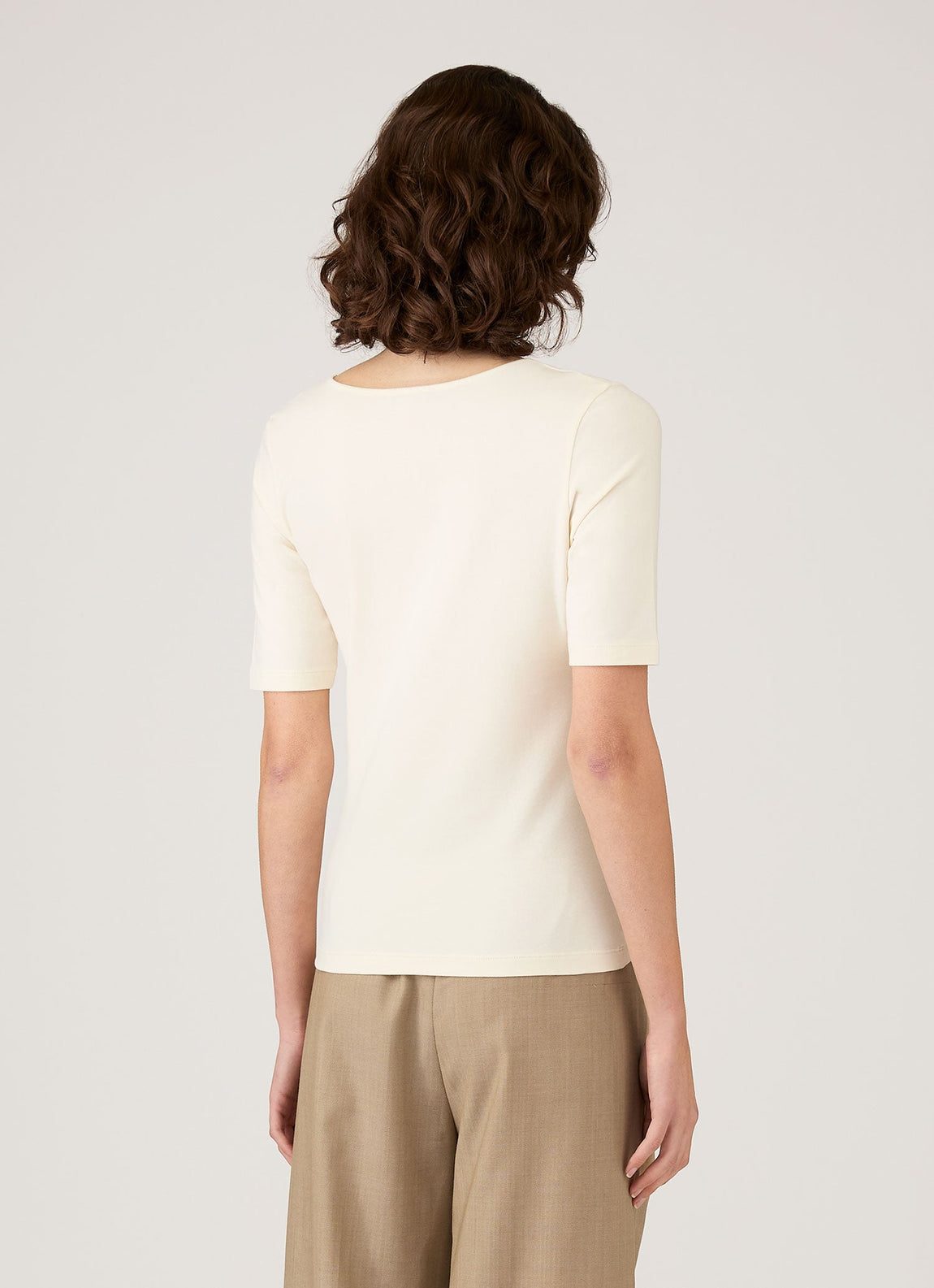 Women's Stretch Cotton Scoop Top in Ecru