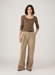 Women's Ribbed Scoop Neck T-shirt in Dark Cedar