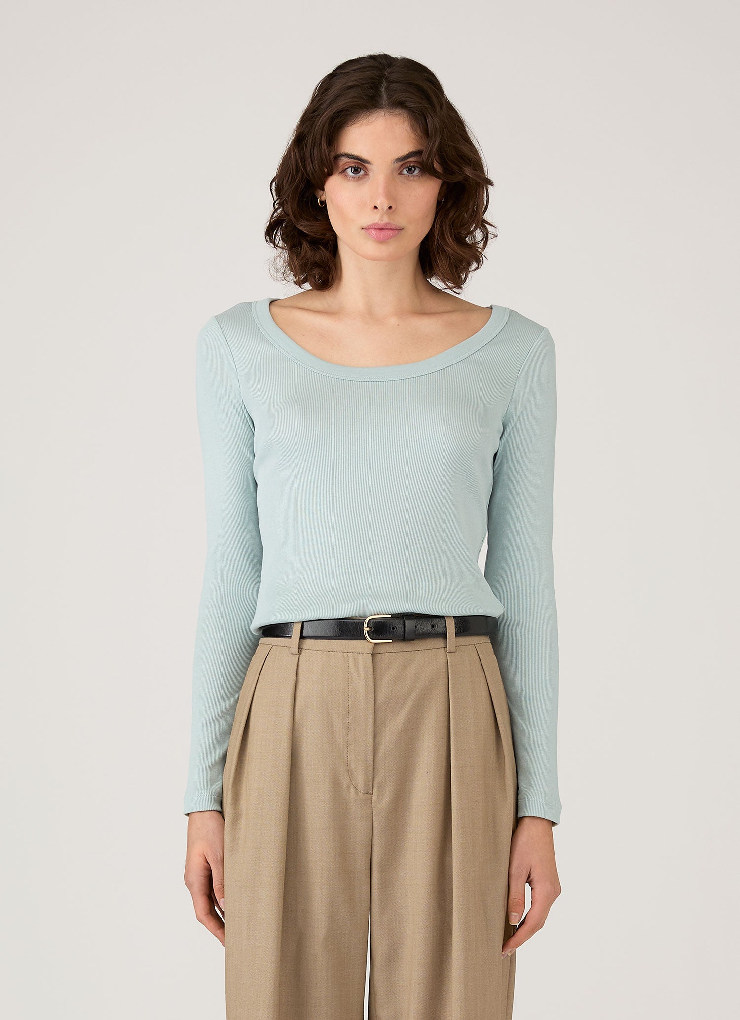 Women's Ribbed Scoop Neck T-shirt in Peppermint