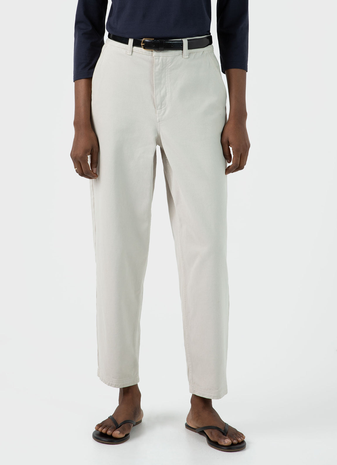 Women's Cotton Tapered Trouser in Chalk