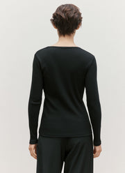 Women's Ribbed Long Sleeve T-shirt in Black