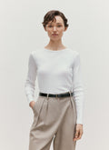 Women's Ribbed Long Sleeve T-shirt in White