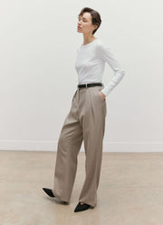 Women's Ribbed Long Sleeve T-shirt in White