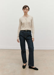 Women's Ribbed Henley in Hazelwood