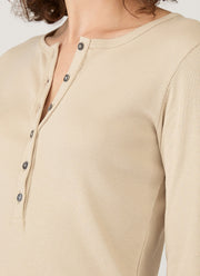 Women's Ribbed Henley in Hazelwood