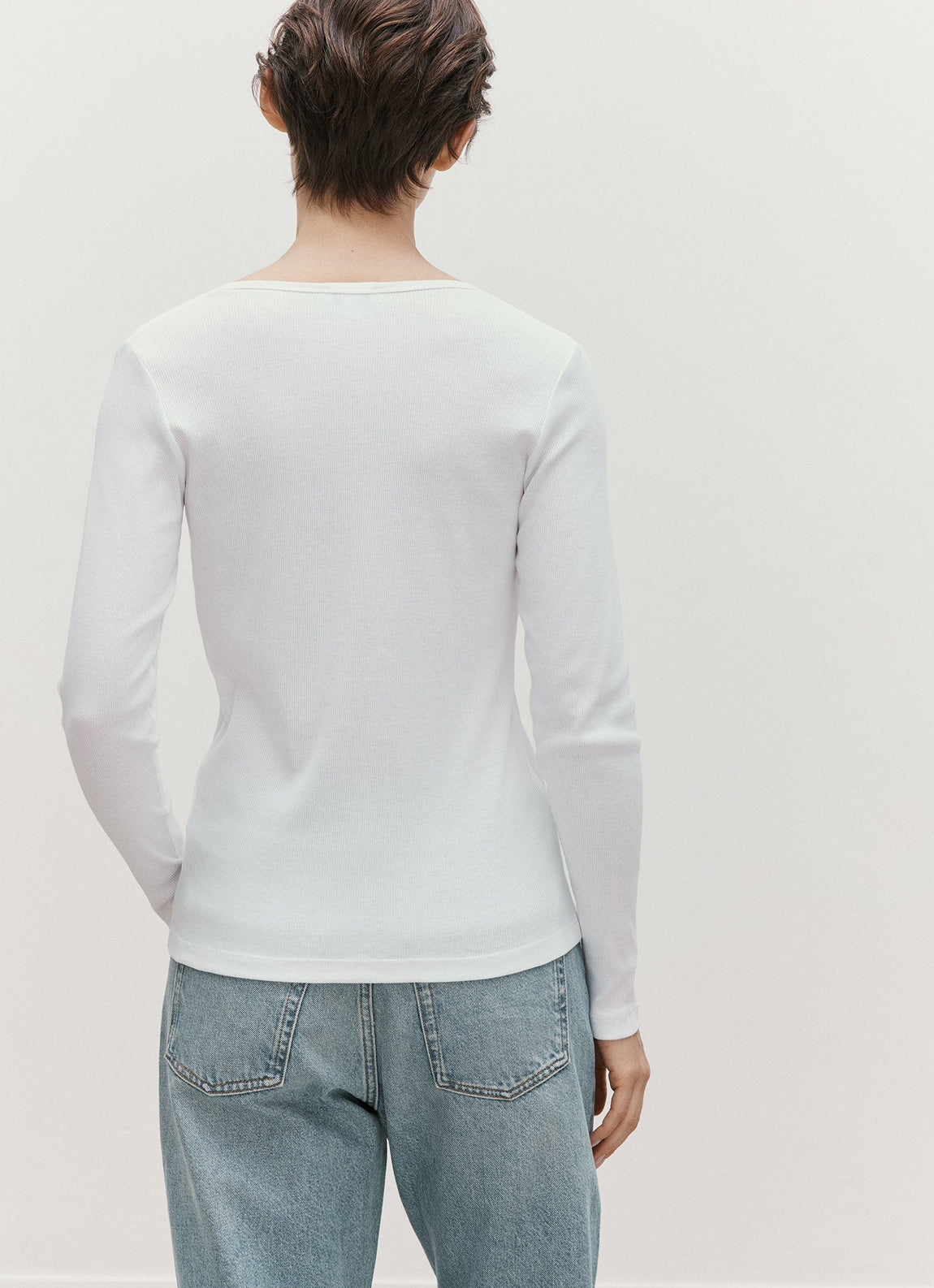 Women's Ribbed Henley in White