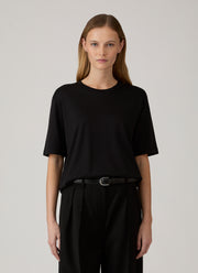 Women's Silk Cotton T-shirt in Black