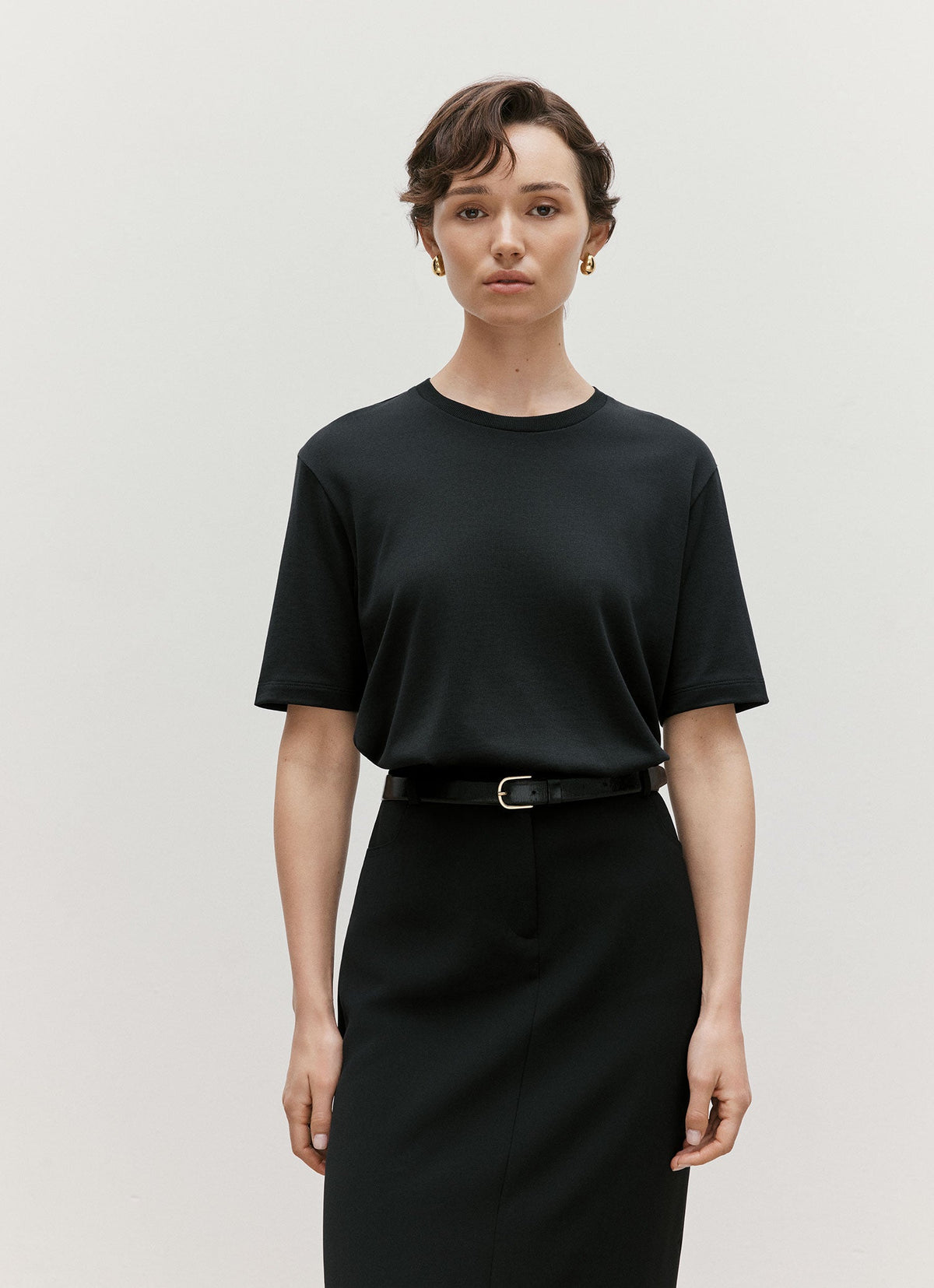 Women's Silk Cotton T-shirt in Black
